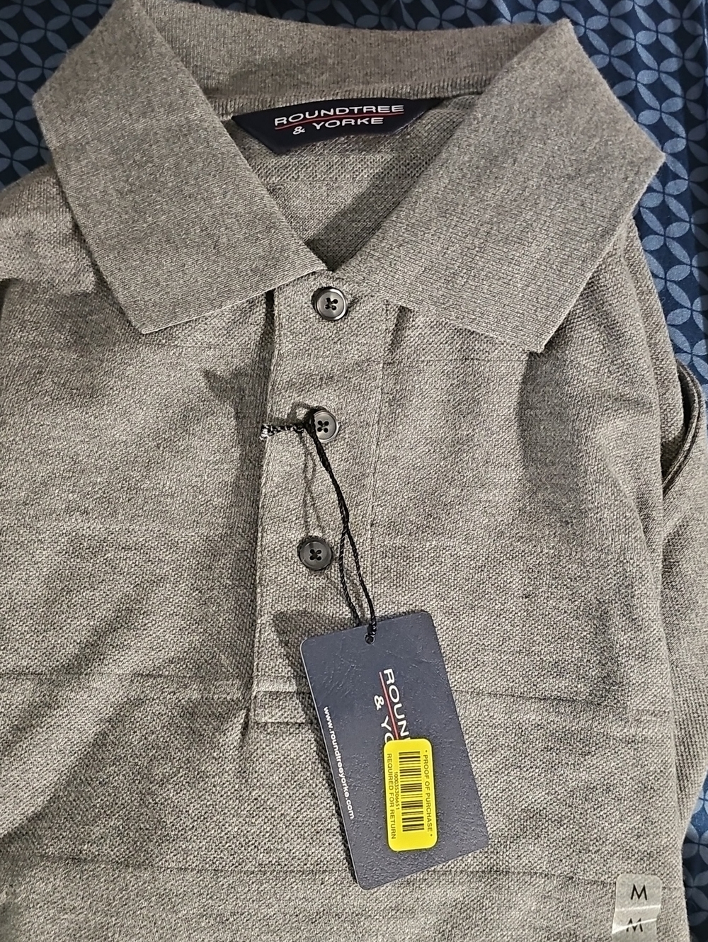 Roundtree & Yorke Men's Heather Long Sleeve Grey Polo